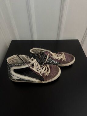 Golden Goose High-Top Sneakers in Purple, Black and White
